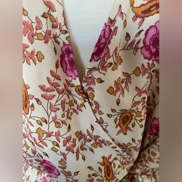 AAKAA MAXI FLORAL BOHO FLOWY RETRO WRAP ROMANTIC DRESS - Picture 5 of 10